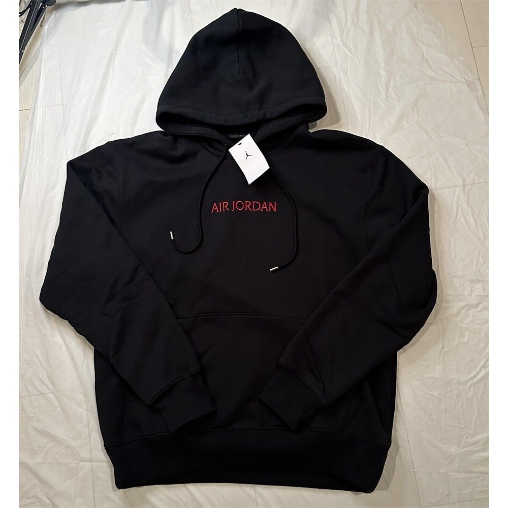 Nike Men's Air Jordan Pullover Cotton Hoodie Sportswear Black Size Large Sport - Picture 1 of 12